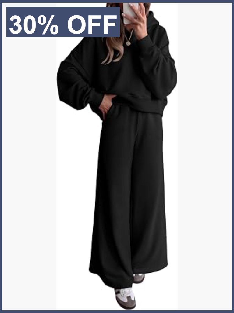 2 Piece Lounge Set Hoodie Wide Leg Sweatpants Sweatsuit Workout Fall
